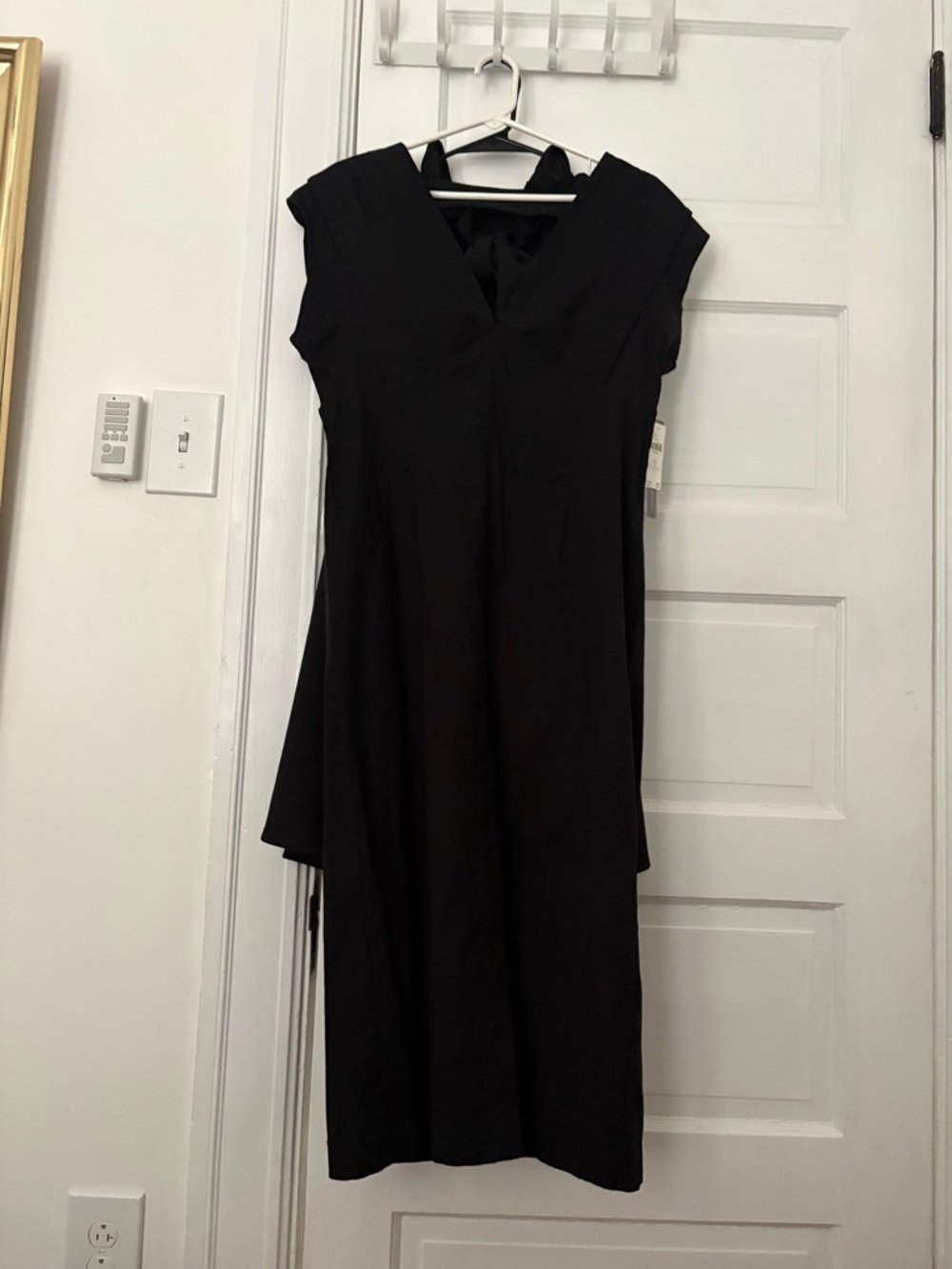 Anthropologie Black Midi V-Neck Dress